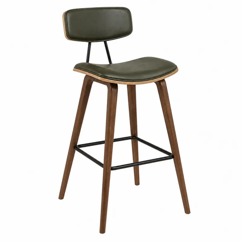 Hoker barowy sk¨®rzany oliwkowy z drewnem orzechowym, wysoko?? 95 cm