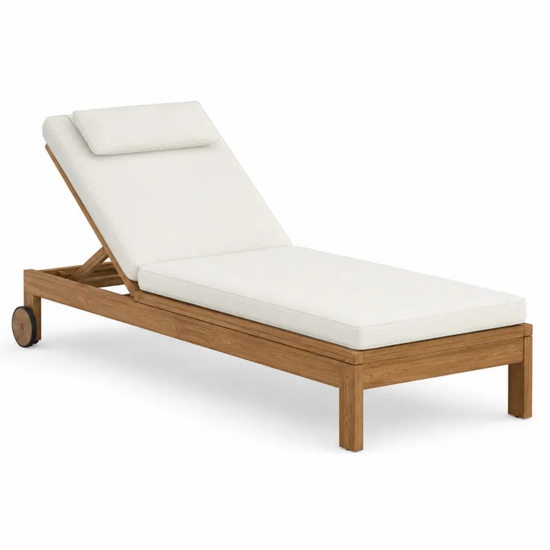 Le?ak ogrodowy drewno teak z pokryciem kremowym 200x65x35 cm