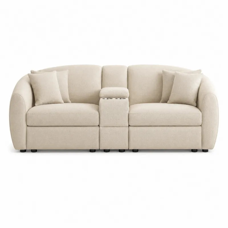 Sofa modu?owa 3-osobowa z tkaniny kremowa