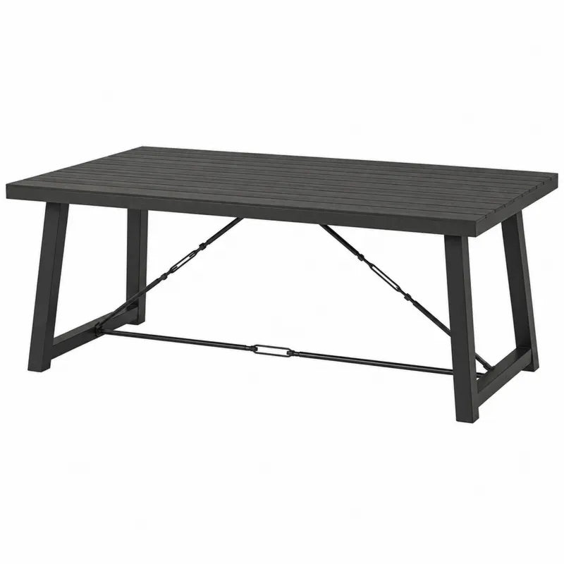 Czarny prostok?tny st¨®? ogrodowy aluminiowy 150 cm