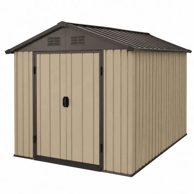 Szopa Ogrodowa z Blachy Stalowej 213x127x185 cm Be?owy