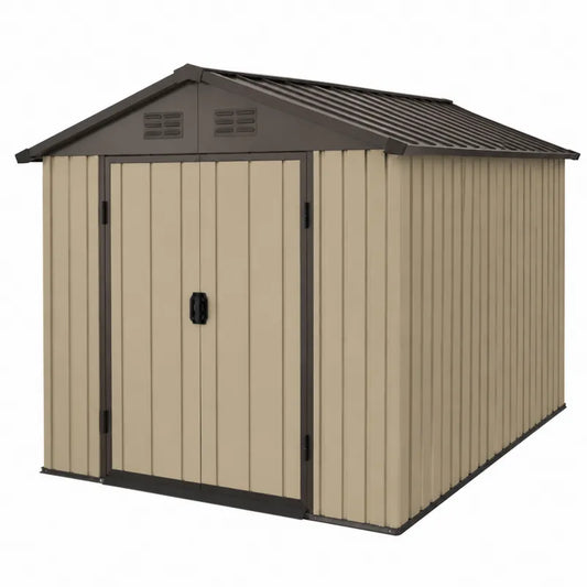 Szopa Ogrodowa z Blachy Stalowej 213x127x185 cm Be?owy