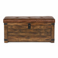 ?awka ze skrzyni? drewnian? i br?zowym siedziskiem ze sk¨®ry PU, 100x40x50 cm