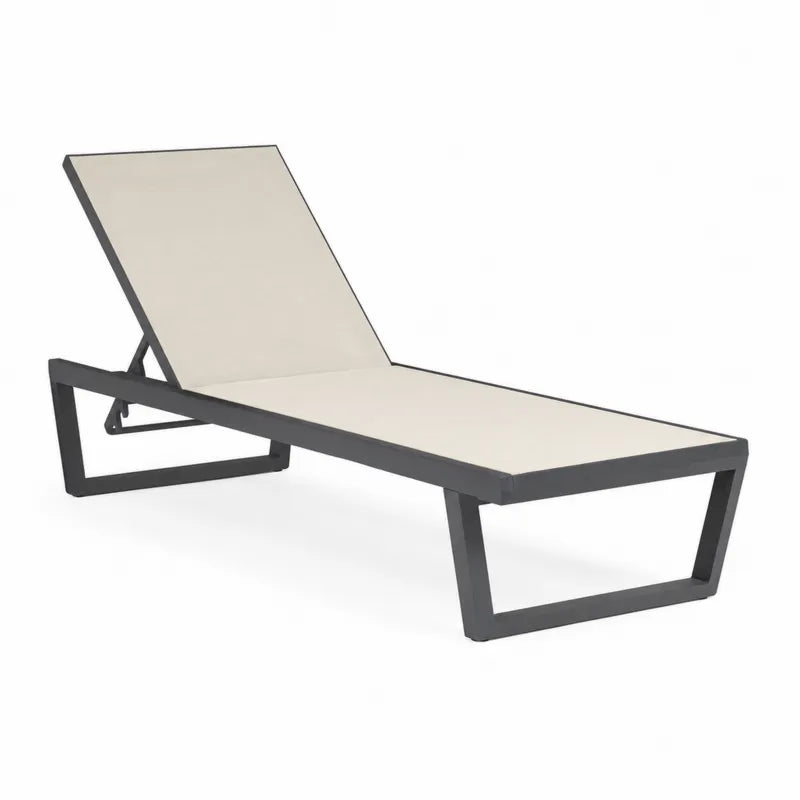 Le?ak ogrodowy aluminium szary/be?owy 200x70x35 cm