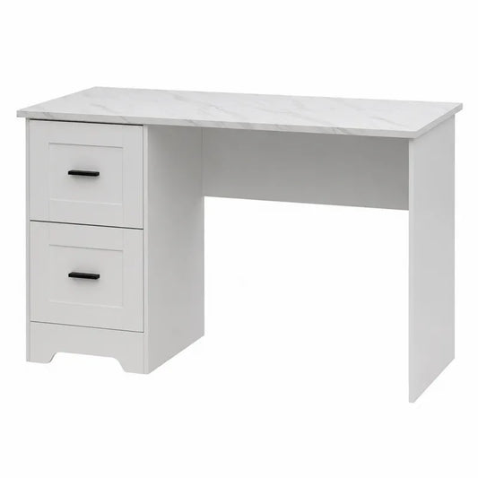 Biurko z p?yt wi¨®rowych z laminatem marmurowym, 120 cm, bia?o-marmurowe