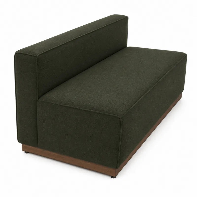 Sofa dwuosobowa z poliestru i drewna, zielona, 120x80x70 cm