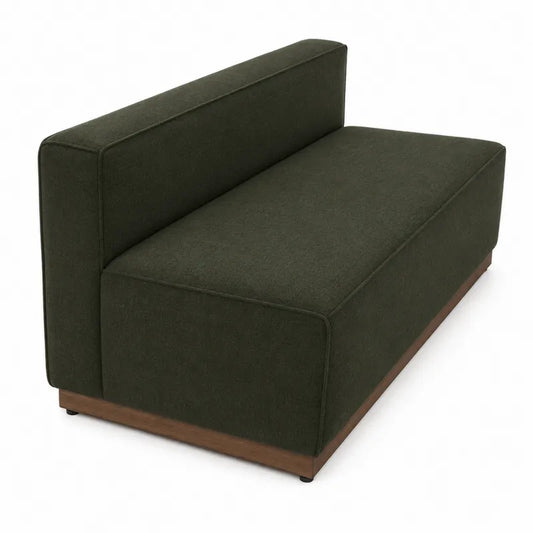 Sofa dwuosobowa z poliestru i drewna, zielona, 120x80x70 cm
