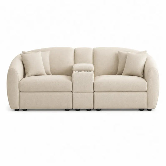 Sofa modu?owa 3-osobowa z tkaniny kremowa