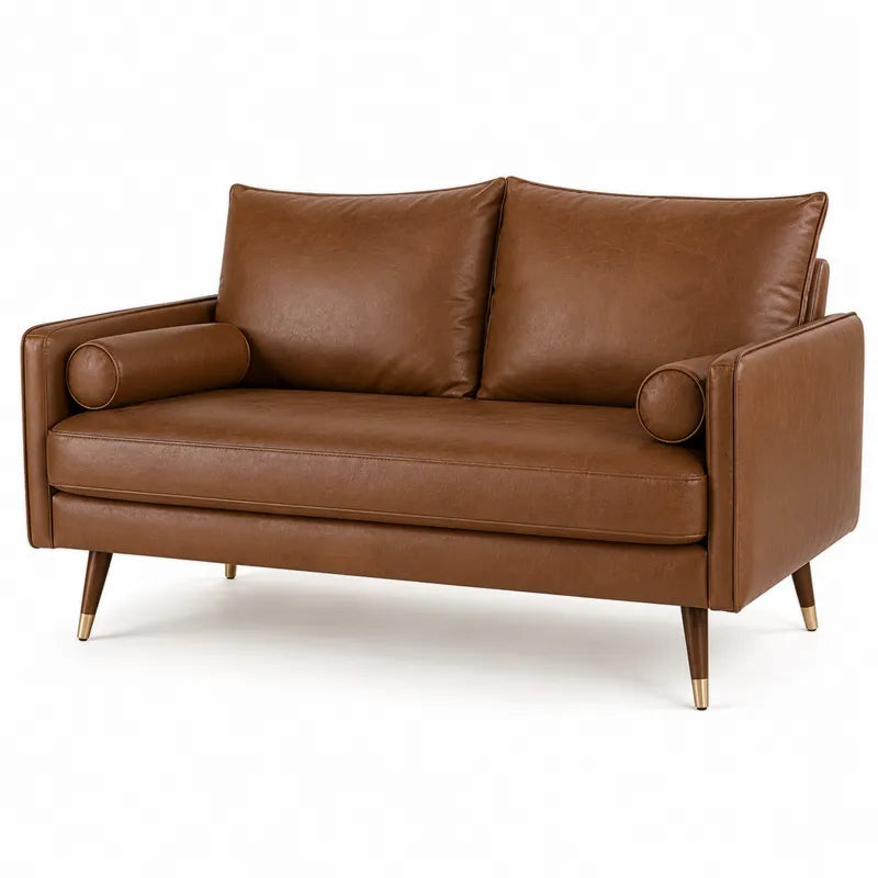 Dwuosobowa sofa z ekosk¨®ry br?zowa