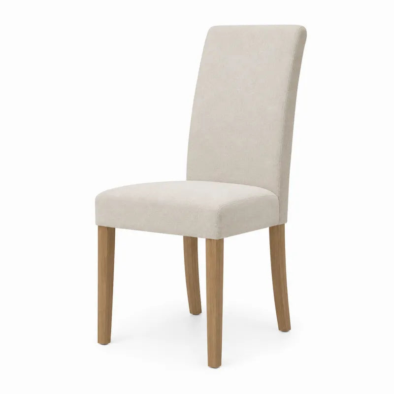 Krzes?o z tkaniny poliestrowej, be?owe, nogi d?bowe